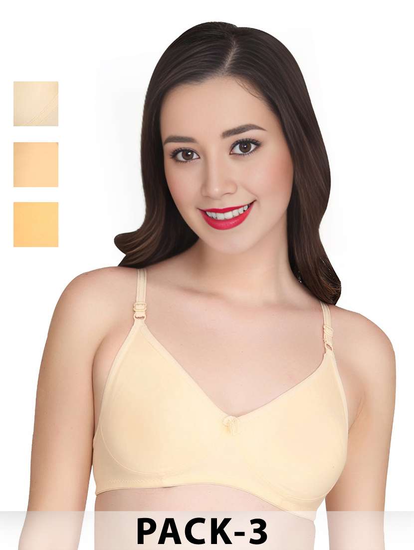 women pack of 3 solid lightly padded t-shirt bra