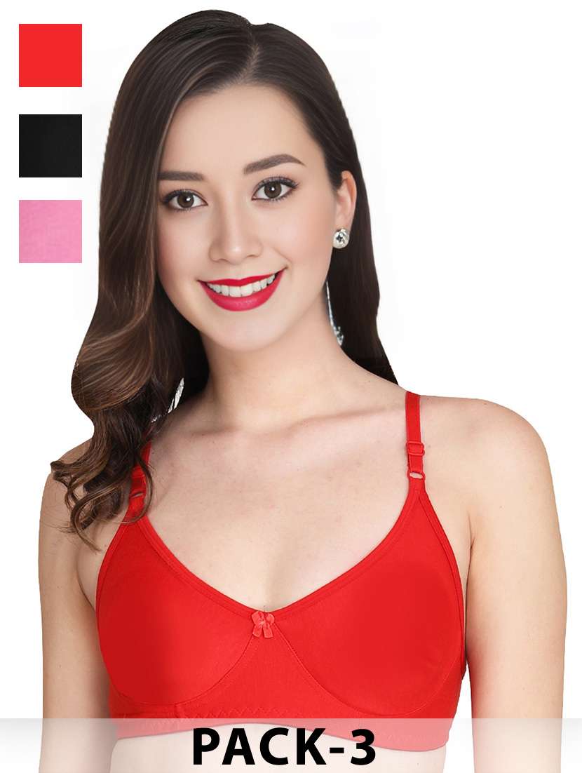 women pack of 3 solid non wired t-shirt bra