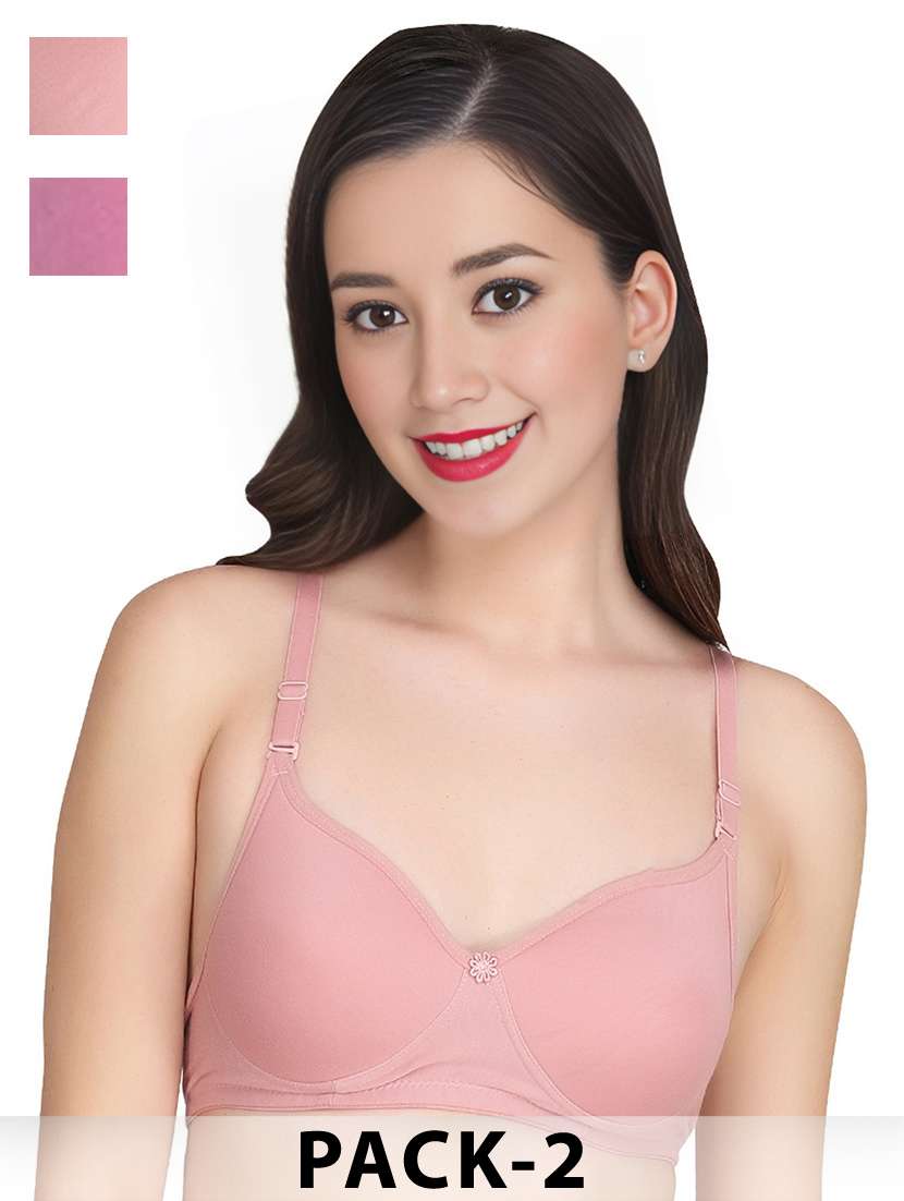 women pack of 2 solid non wired t-shirt bra