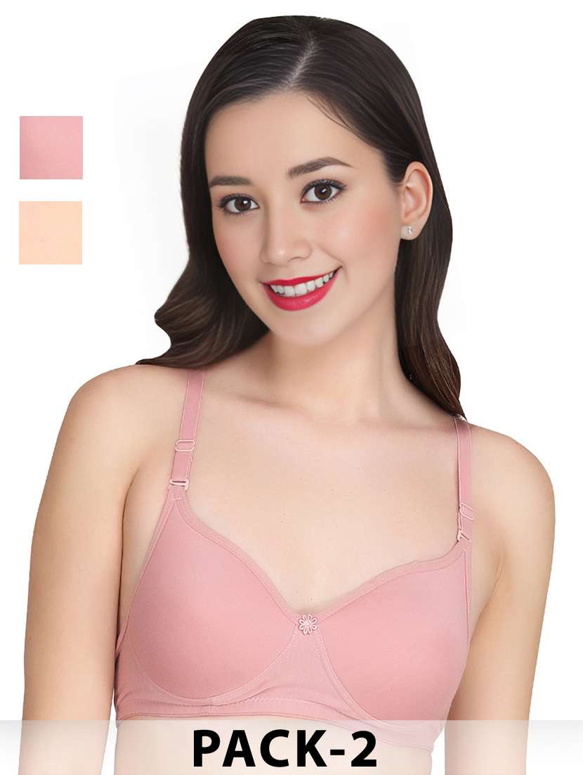 women pack of 2 solid non wired t-shirt bra