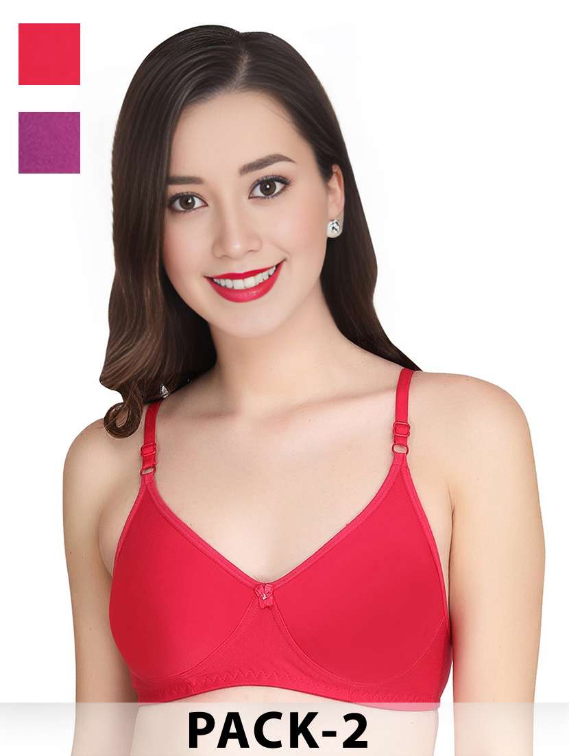women pack of 2 solid non wired t-shirt bra