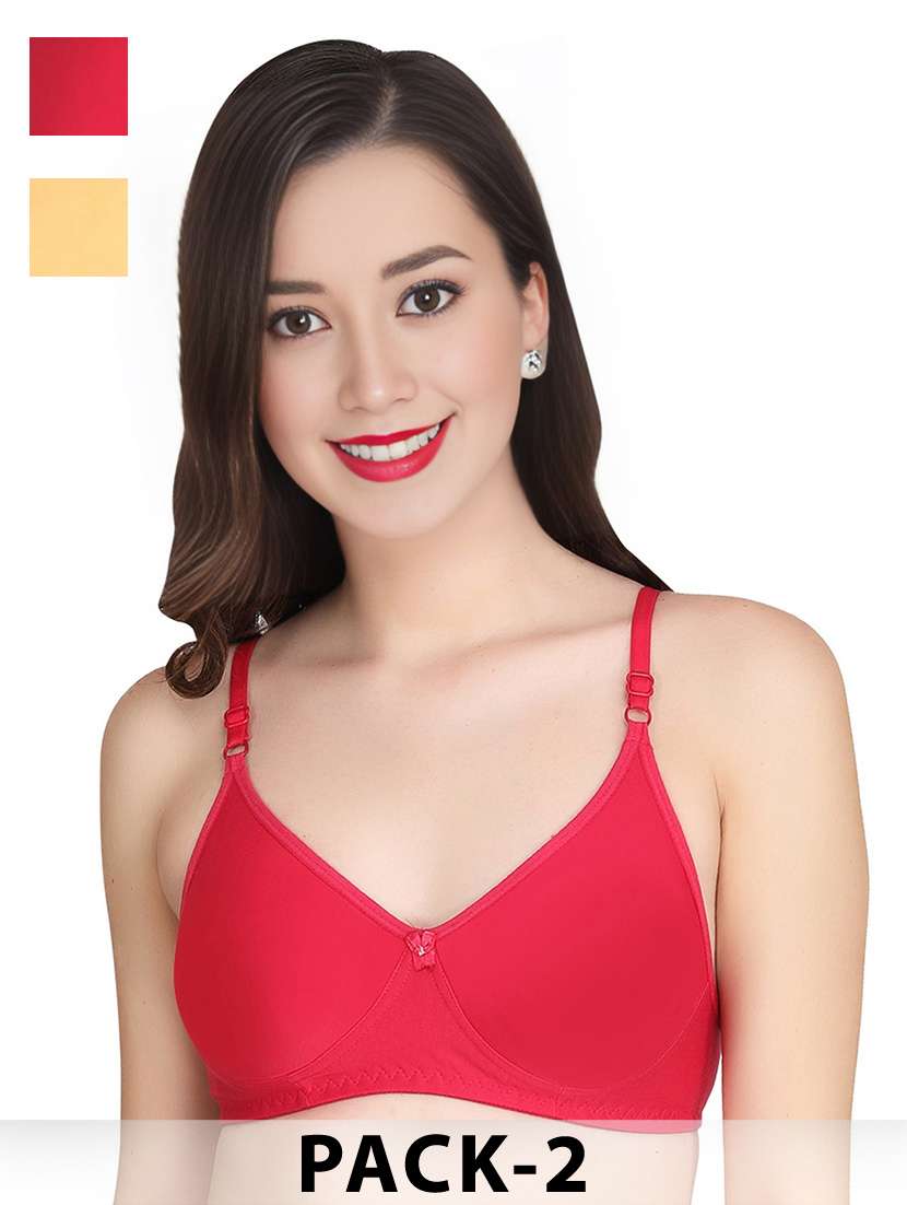 women pack of 2 solid non wired t-shirt bra