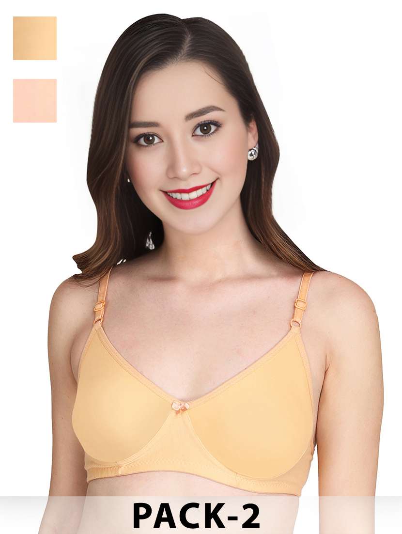 women pack of 2 solid non wired t-shirt bra