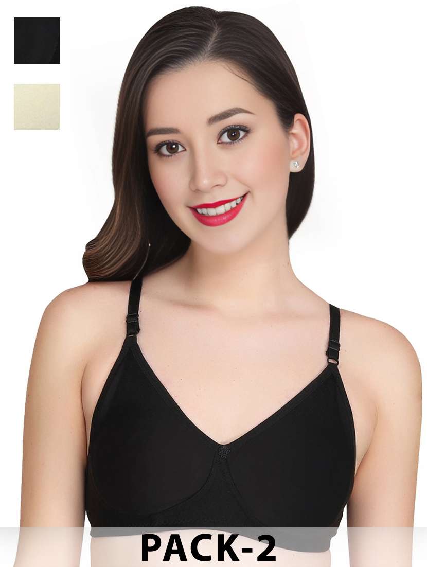 women pack of 2 solid non wired t-shirt bra