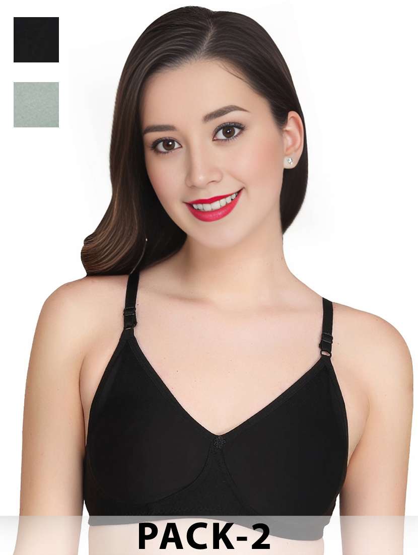 women pack of 2 solid non wired t-shirt bra