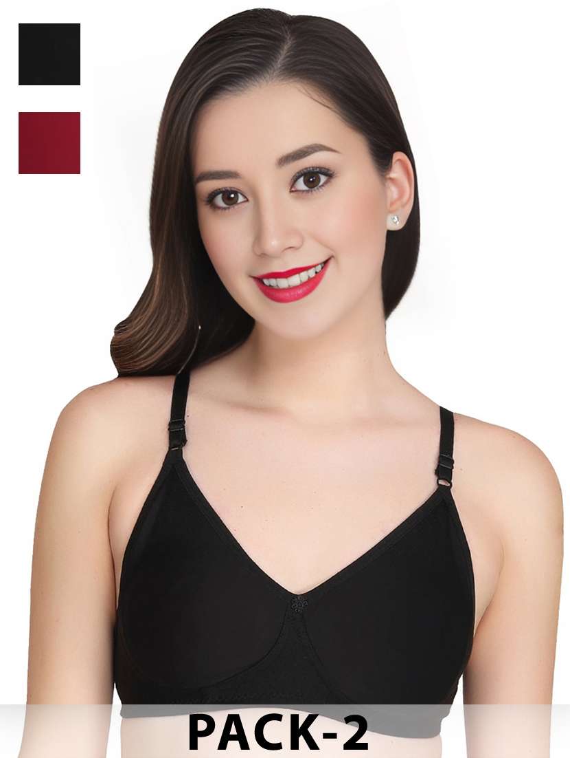 women pack of 2 solid non wired t-shirt bra