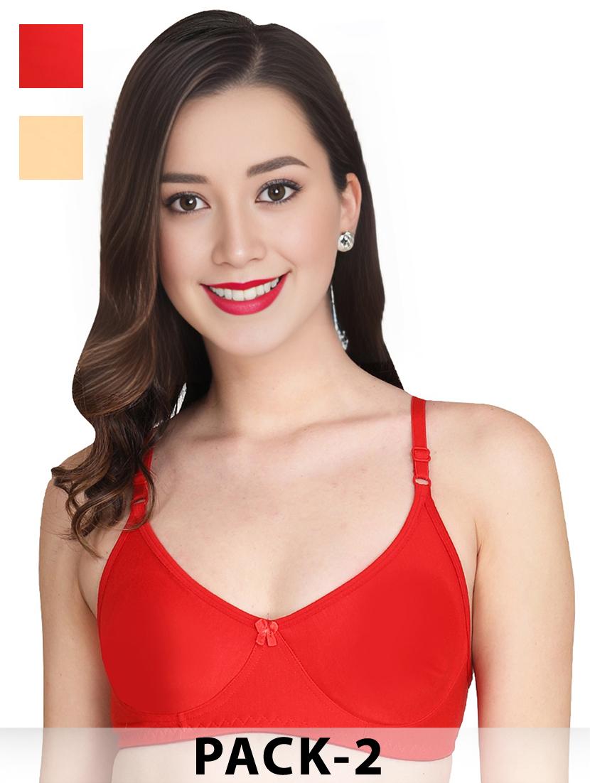 women pack of 2 solid non wired t-shirt bra