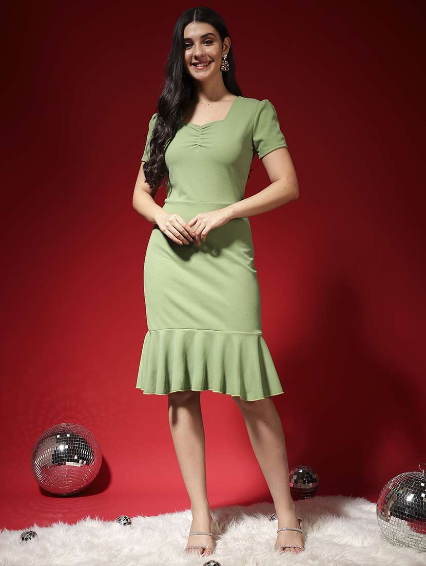 women solid short sleeve tiered dress - 22025965 -  Standard Image - 3