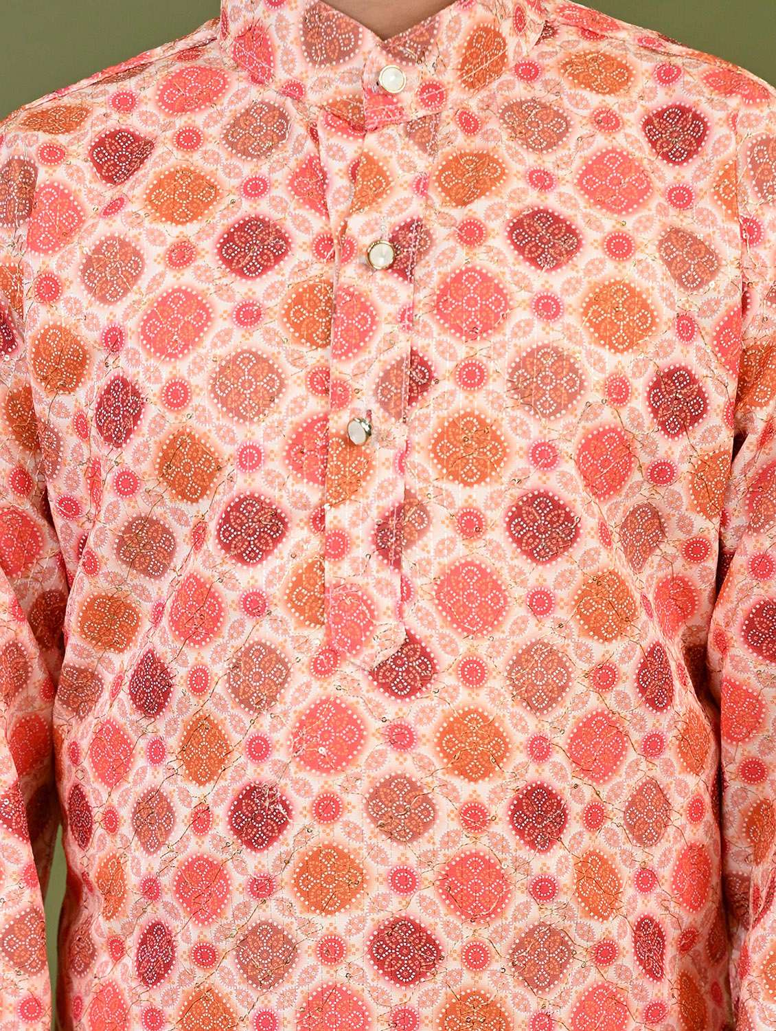 boys printed mandarin collar kurta pyjama set - 22025966 -  Standard Image - 5