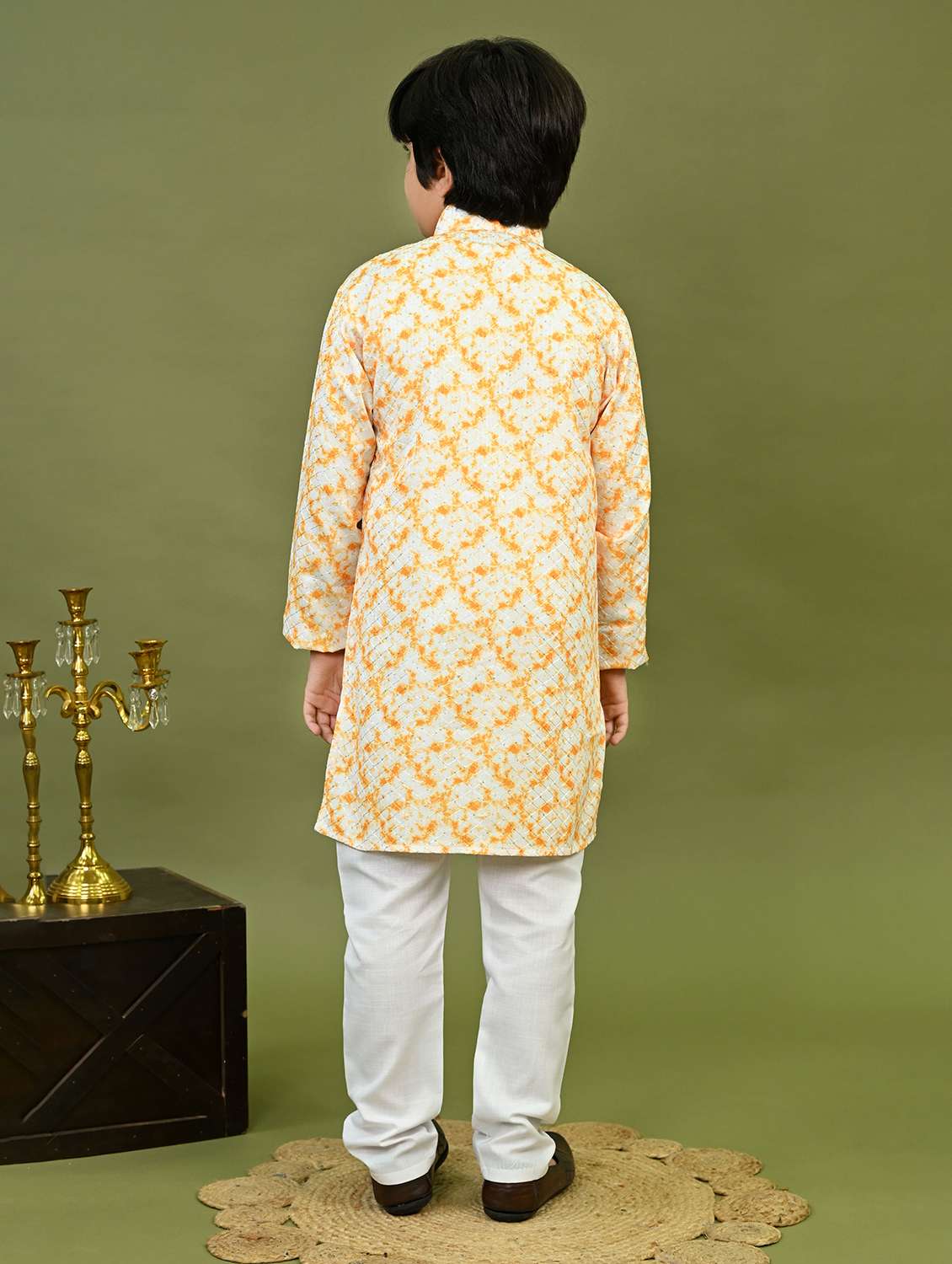 boys printed mandarin collar kurta pyjama set - 22025968 -  Standard Image - 3