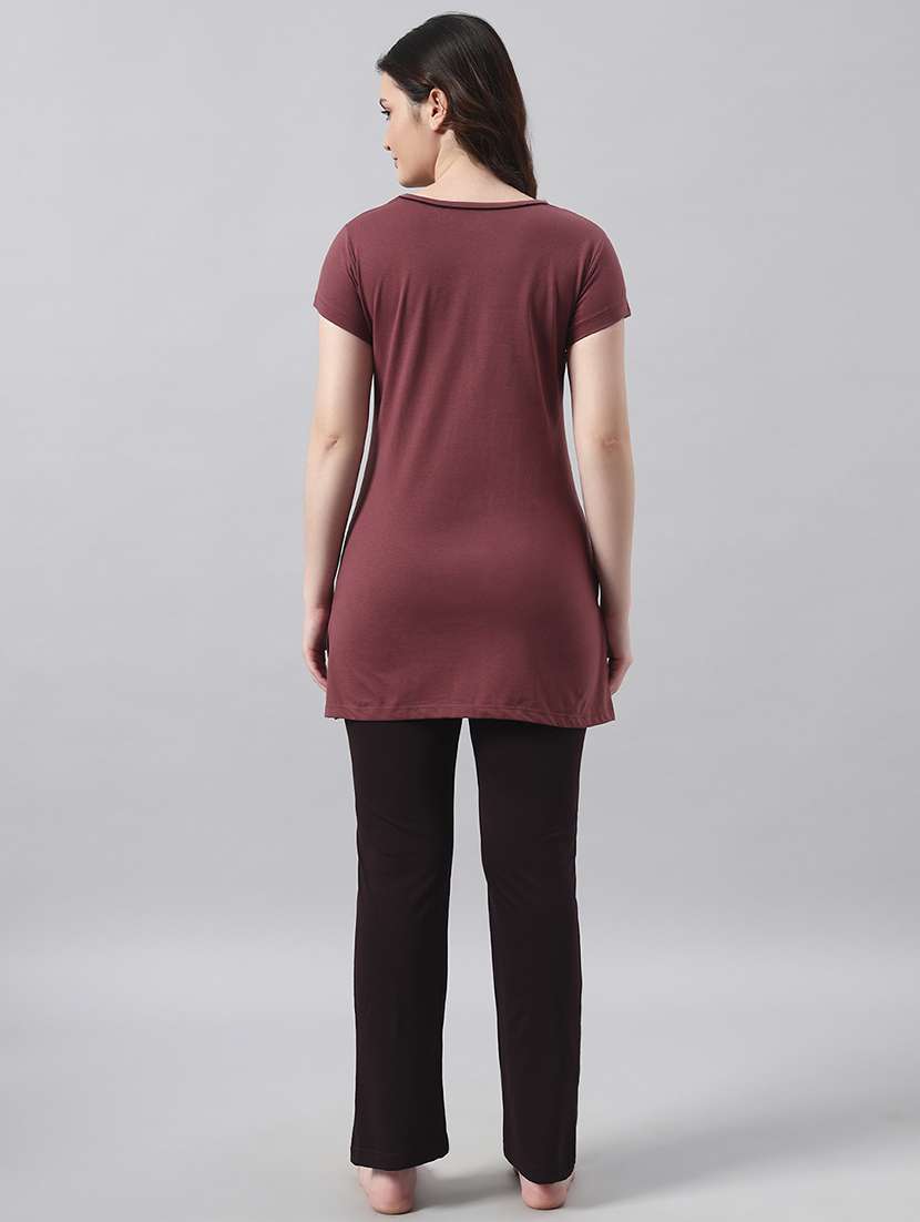 women printed short sleeve nightwear pyjama set - 22026034 -  Standard Image - 3