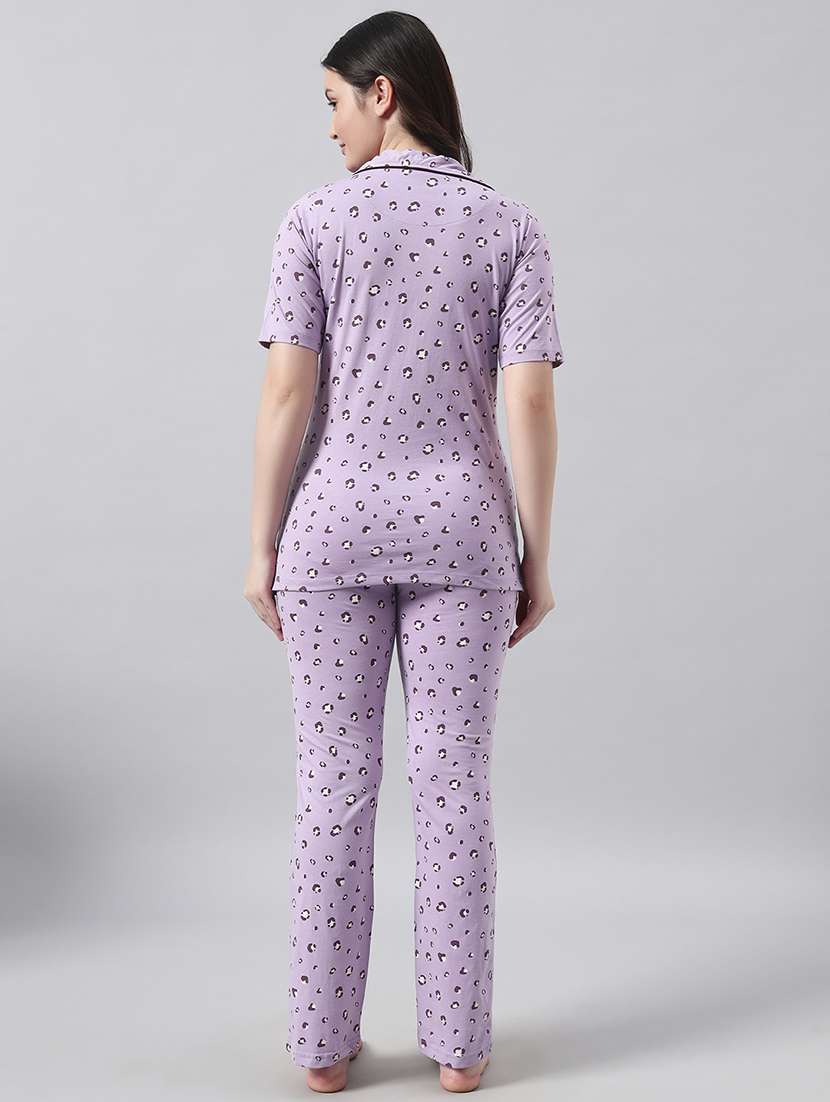 women printed short sleeve nightwear pyjama set - 22026051 -  Standard Image - 3