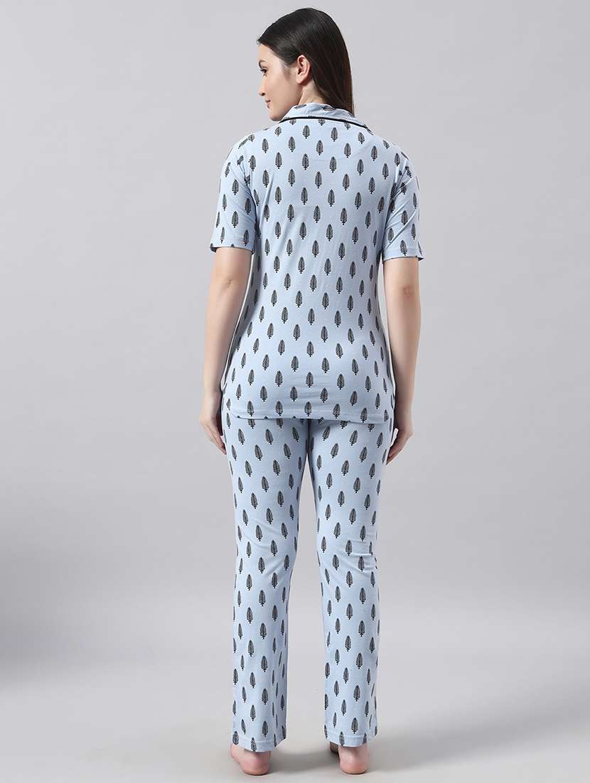 women printed short sleeve nightwear pyjama set - 22026052 -  Standard Image - 3