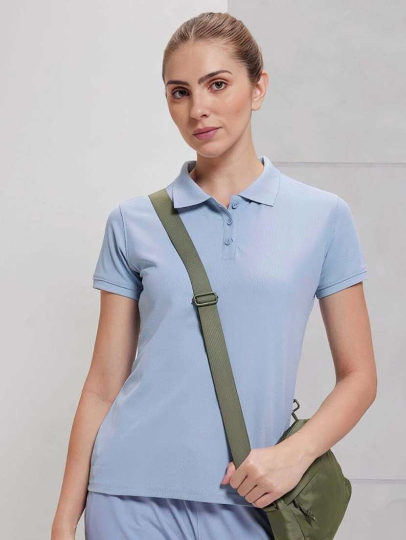 women solid short sleeve polo t-shirt