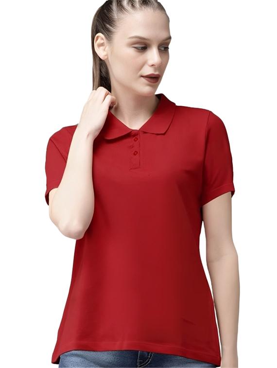 women solid short sleeve polo t-shirt