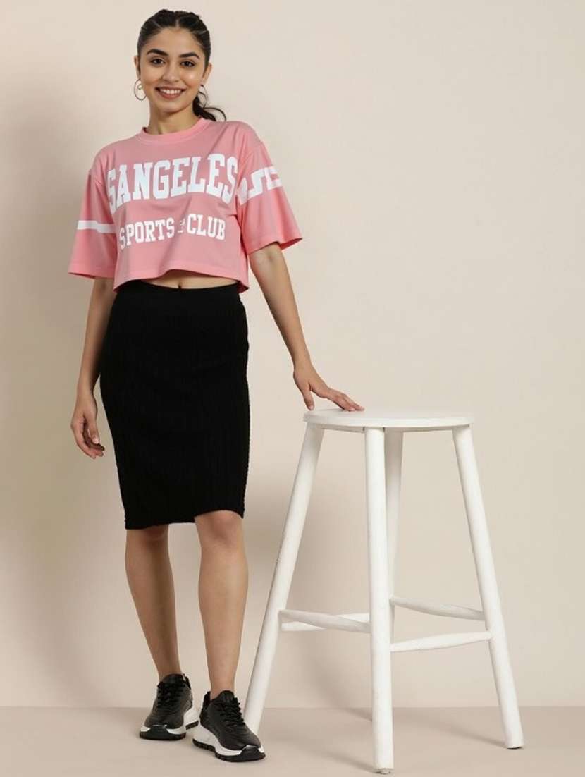 women printed short sleeve crop t-shirt - 22026112 -  Standard Image - 3