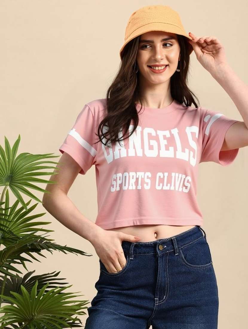 women printed short sleeve crop t-shirt