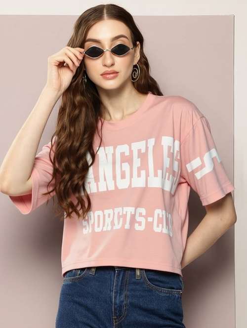 women printed short sleeve crop t-shirt - 22026115 -  Standard Image - 0