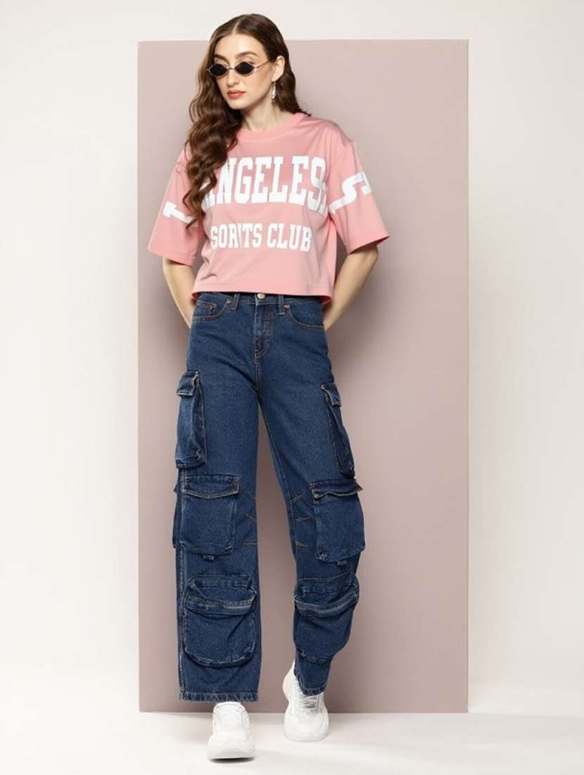 women printed short sleeve crop t-shirt - 22026115 -  Standard Image - 3