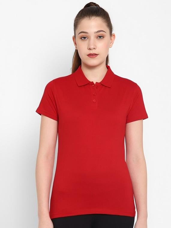 women solid short sleeve polo t-shirt