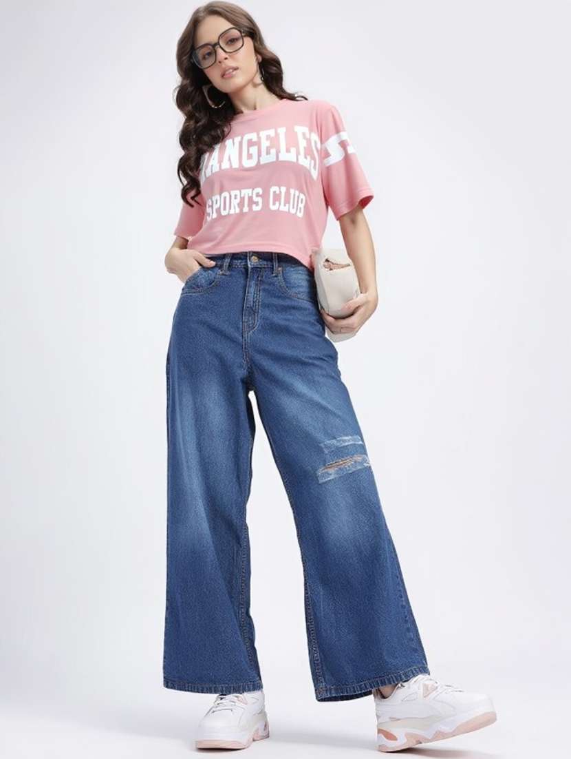 women printed short sleeve crop t-shirt - 22026127 - Standard Image - 3