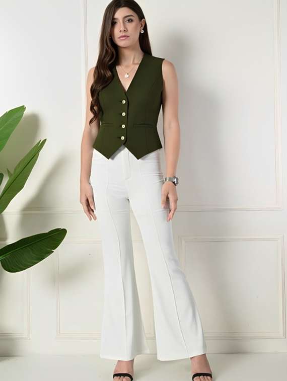 women solid sleeveless vest top - 22026155 - Standard Image - 3