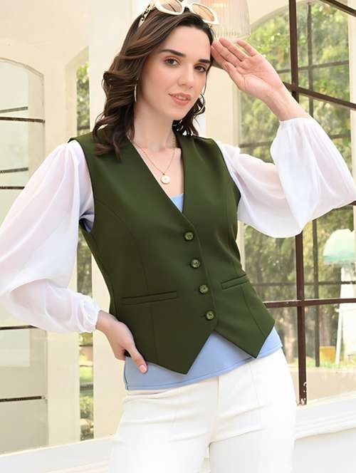 women solid sleeveless vest top - 22026161 -  Standard Image - 0