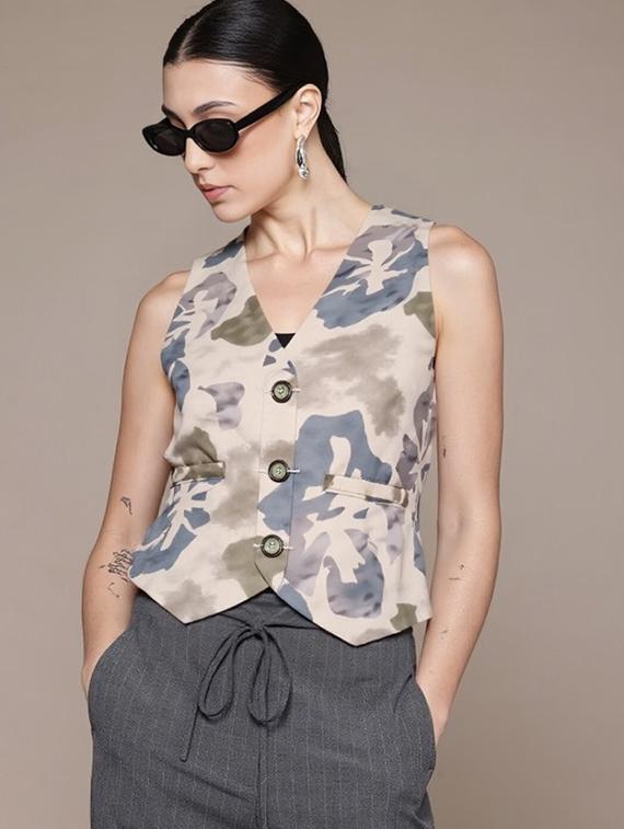 women printed sleeveless vest top