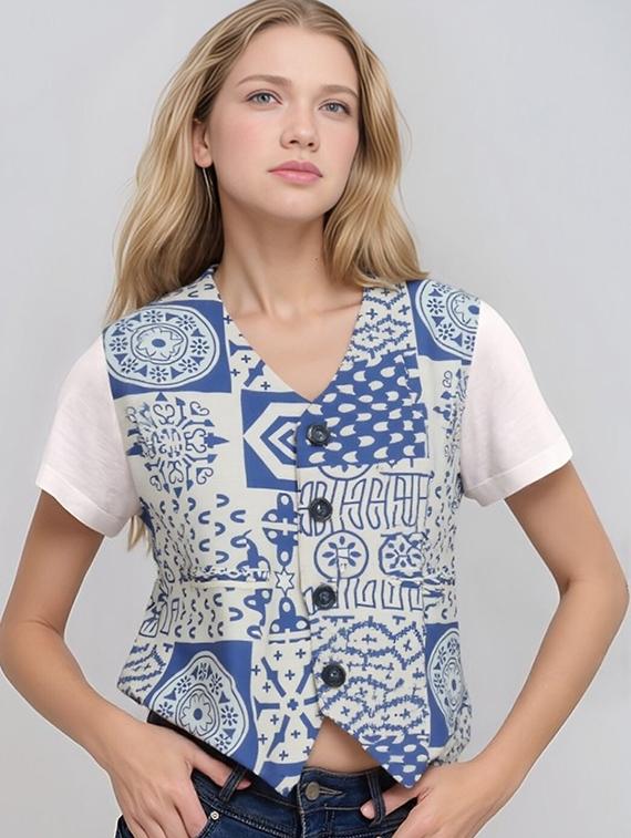 women printed sleeveless vest top