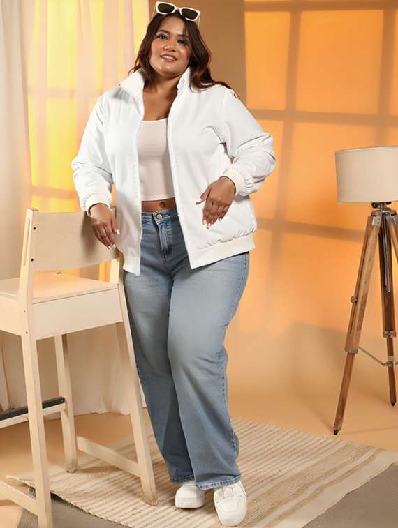 women solid long sleeve windcheater jacket - 22026194 - Standard Image - 3