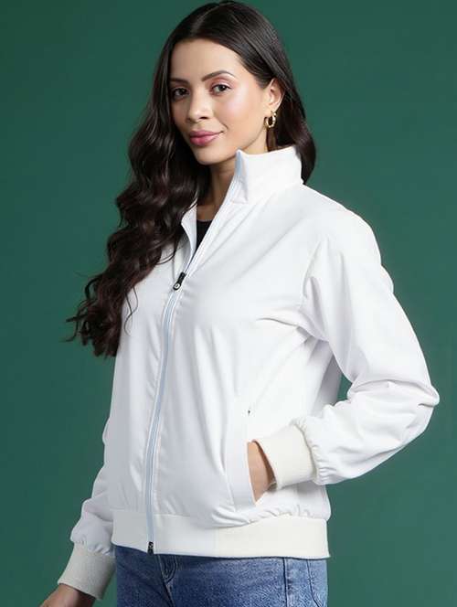 women solid long sleeve windcheater jacket - 22026198 -  Standard Image - 0