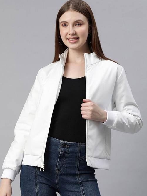 women solid long sleeve windcheater jacket - 22026202 -  Standard Image - 0