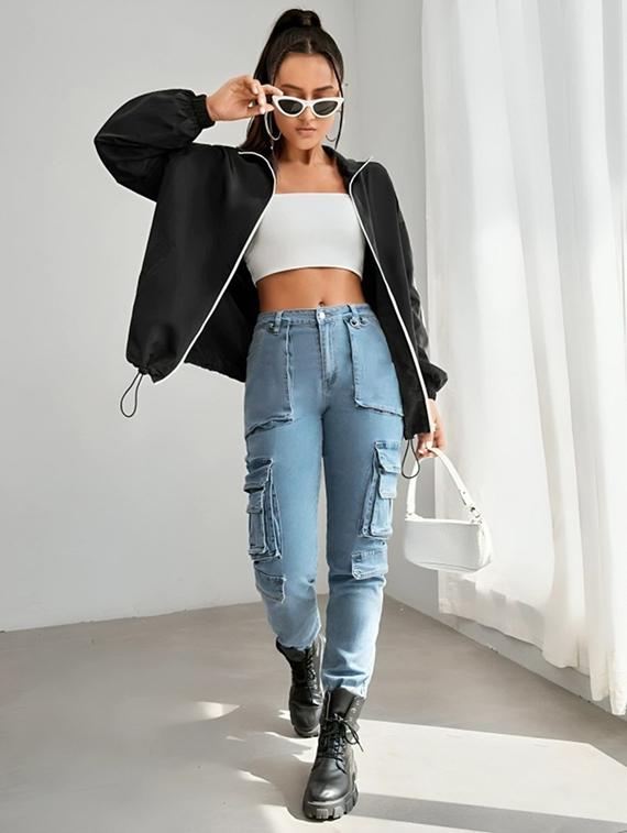 women tapered long sleeve windcheater jacket - 22026203 - Standard Image - 3