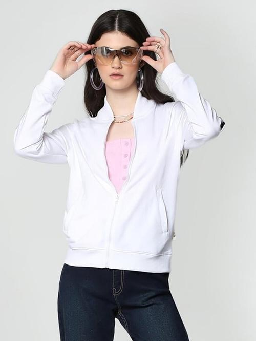 women solid long sleeve windcheater jacket - 22026204 - Standard Image - 0