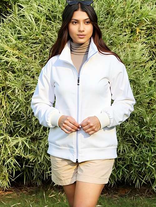women solid long sleeve windcheater jacket - 22026204 -  Standard Image - 0