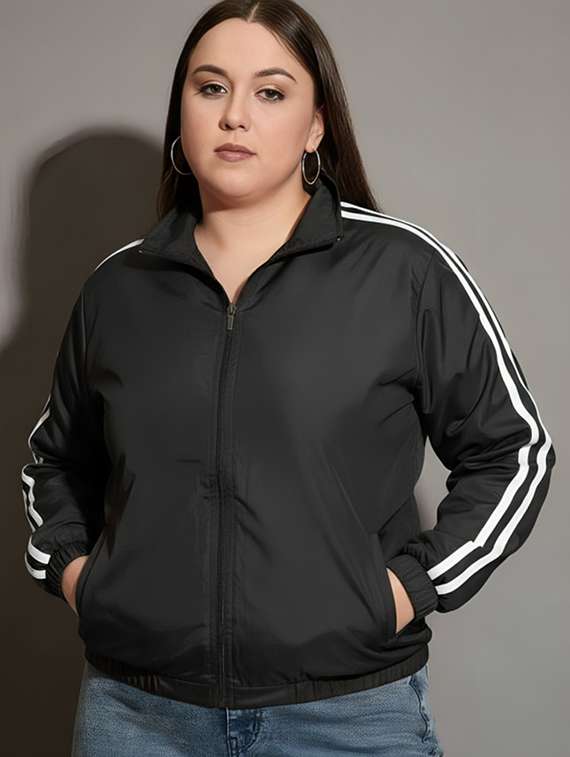 women tapered long sleeve windcheater jacket