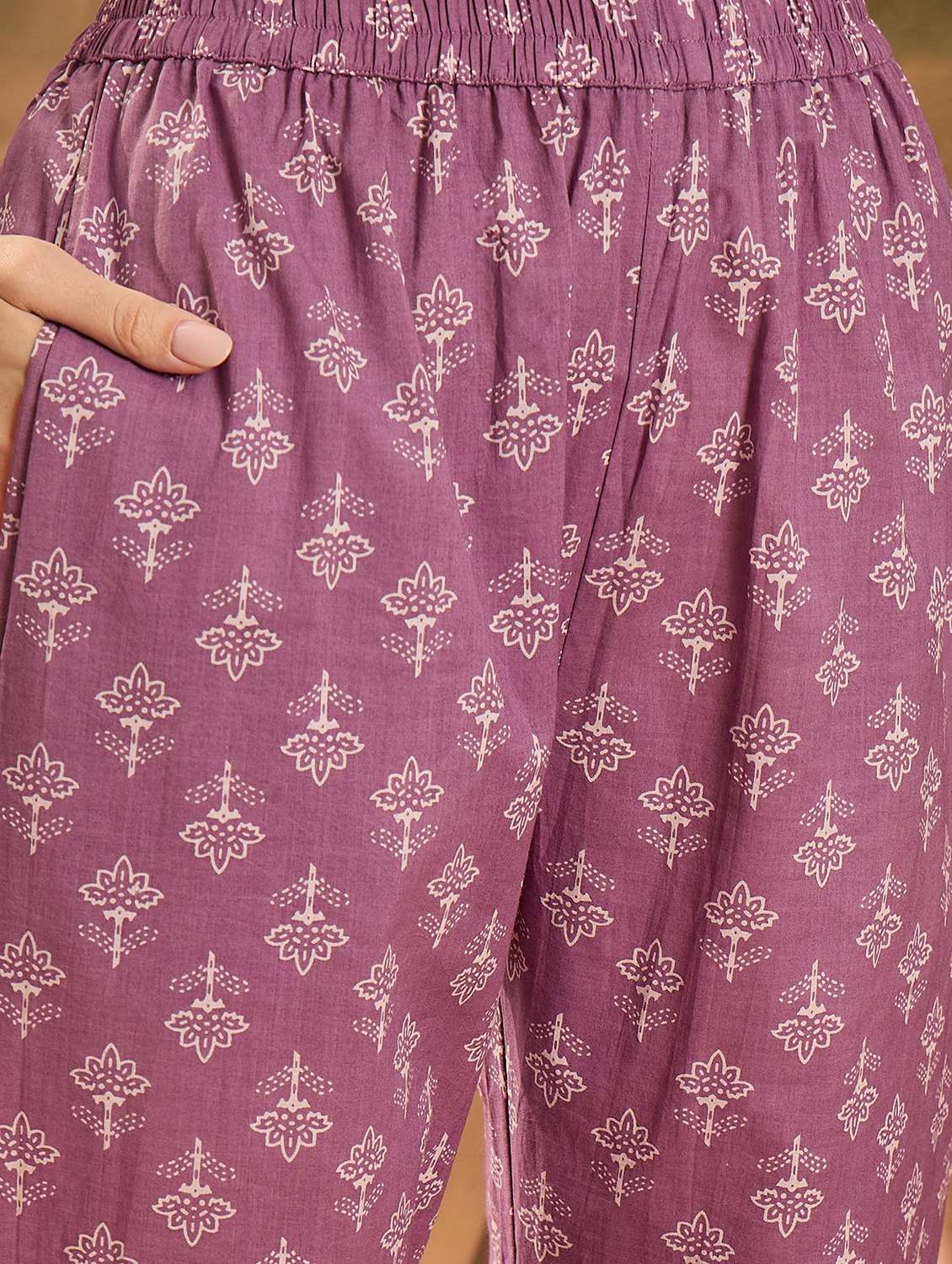 women printed three quarter sleeve kurta pant with dupatta set - 22026266 - Standard Image - 5