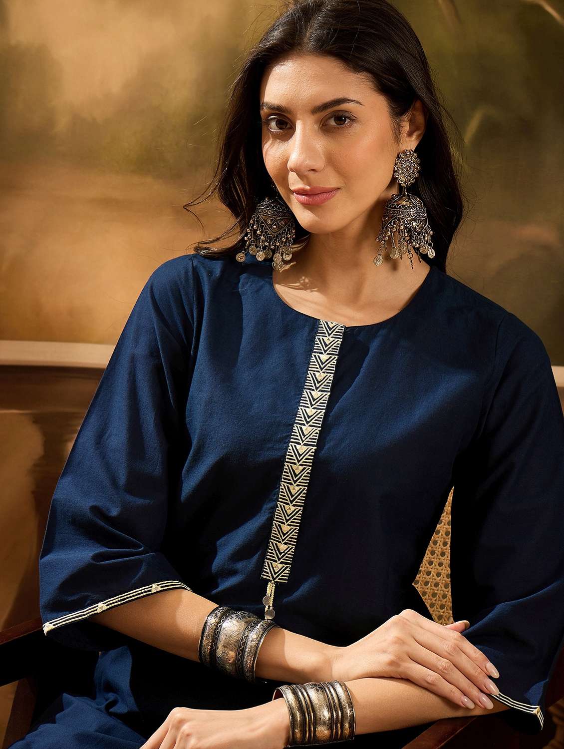 women printed three quarter sleeve kurta pant set - 22026281 - Standard Image - 5