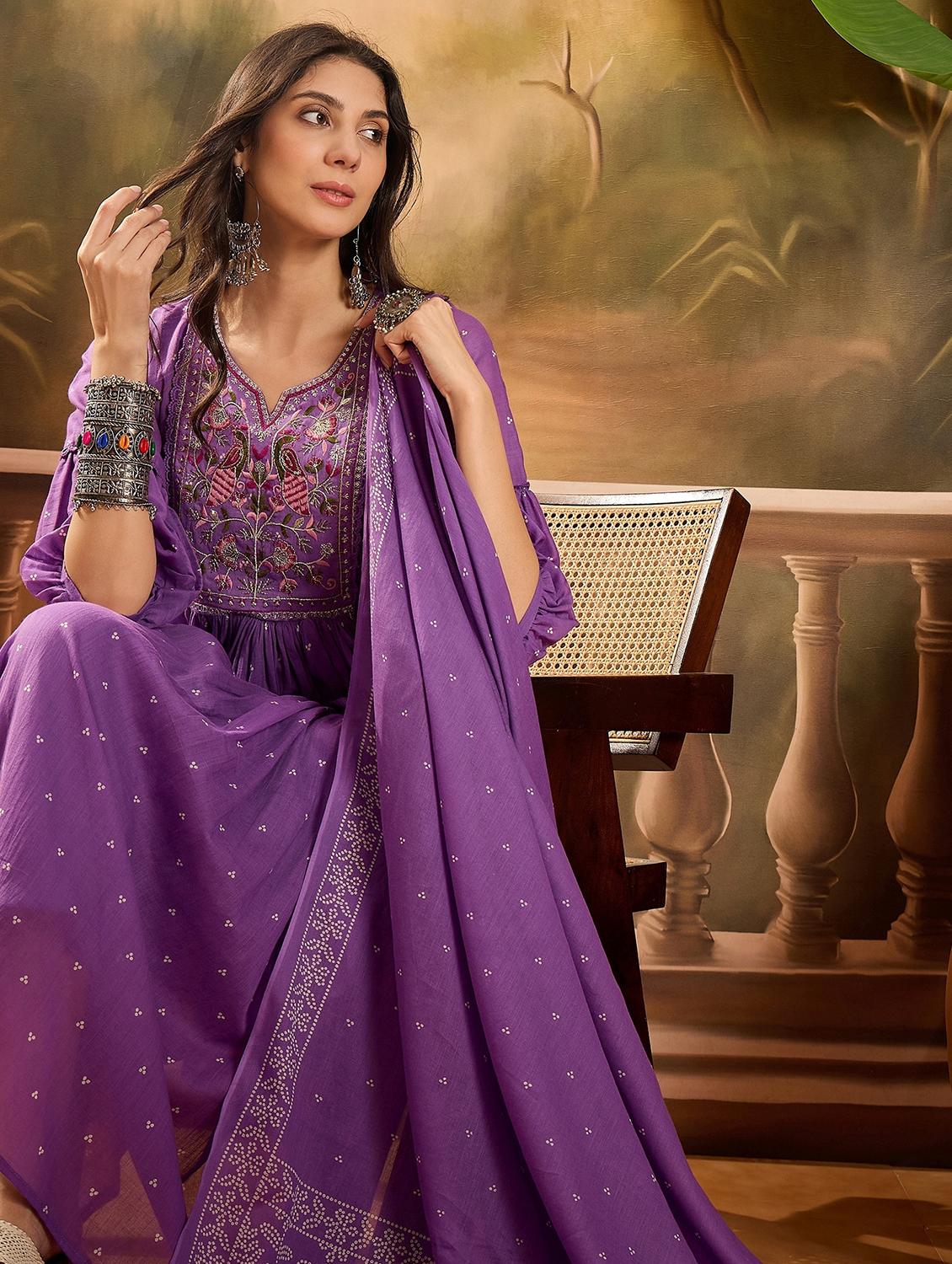 women printed three quarter sleeve kurta pant with dupatta set - 22026284 - Standard Image - 3