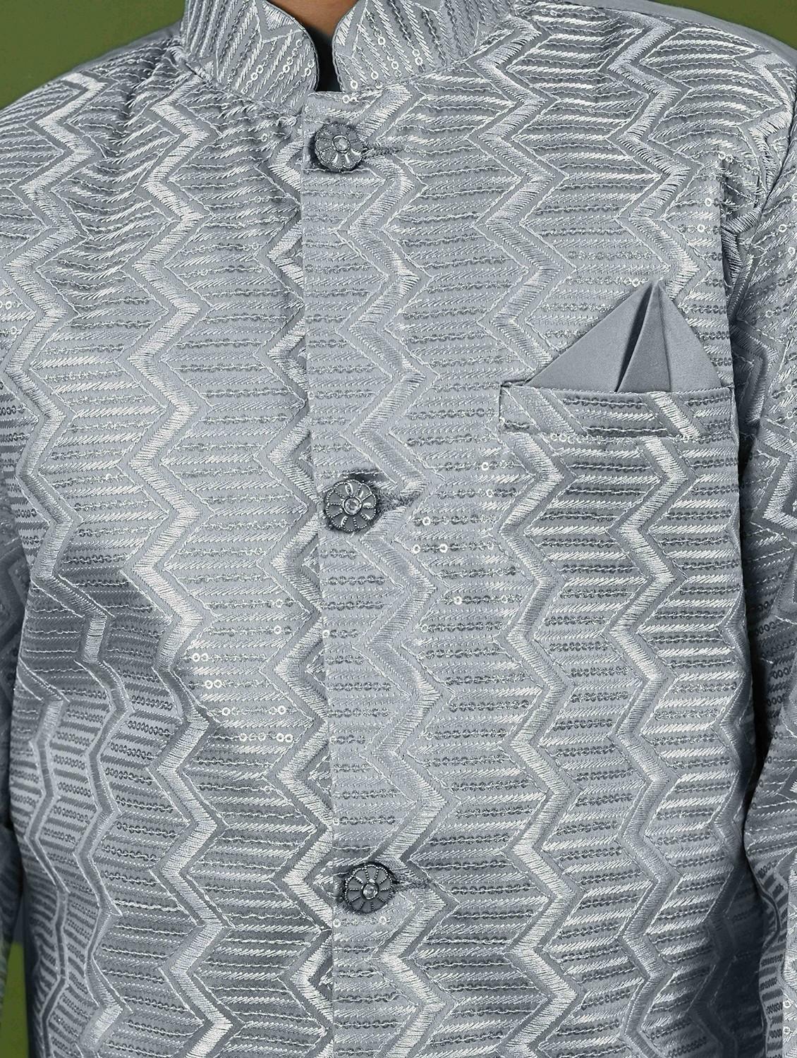 boys embroidered mandarin collar sherwani - 22026295 - Standard Image - 5
