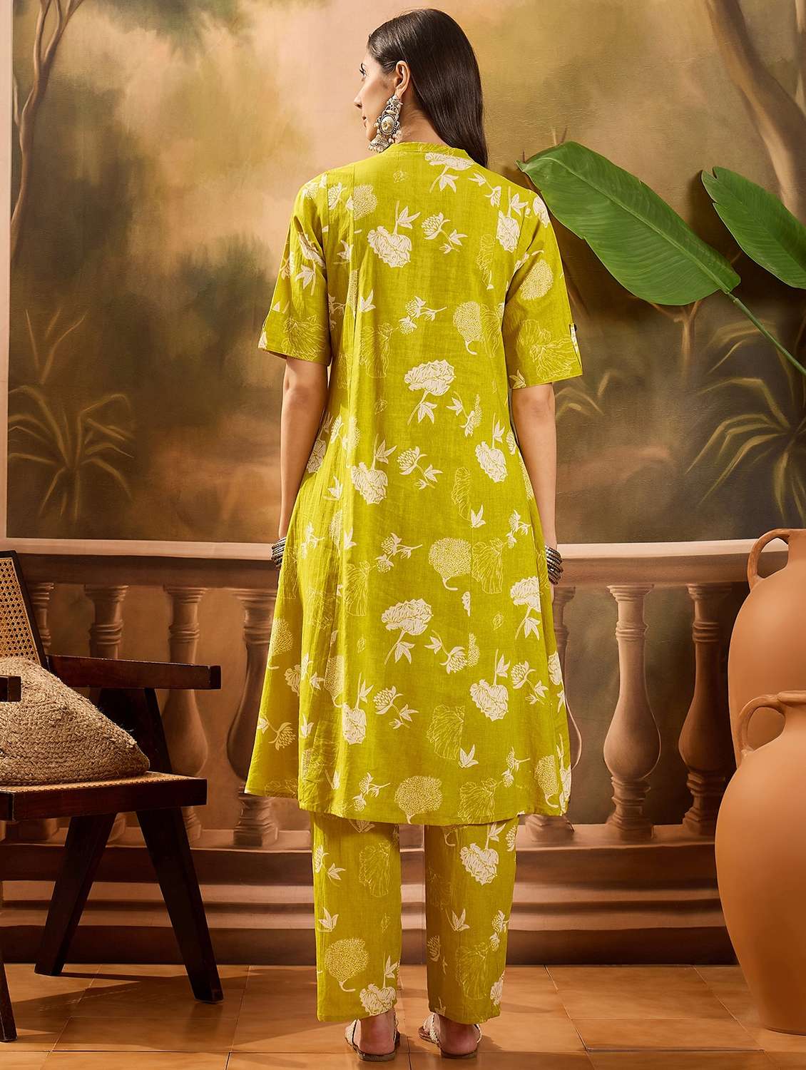 women printed roll up sleeve kurta pant set - 22026313 - Standard Image - 3