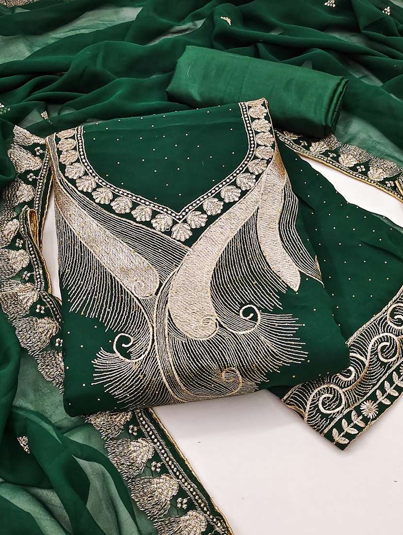 women solid with work embroidered unstitched suit set