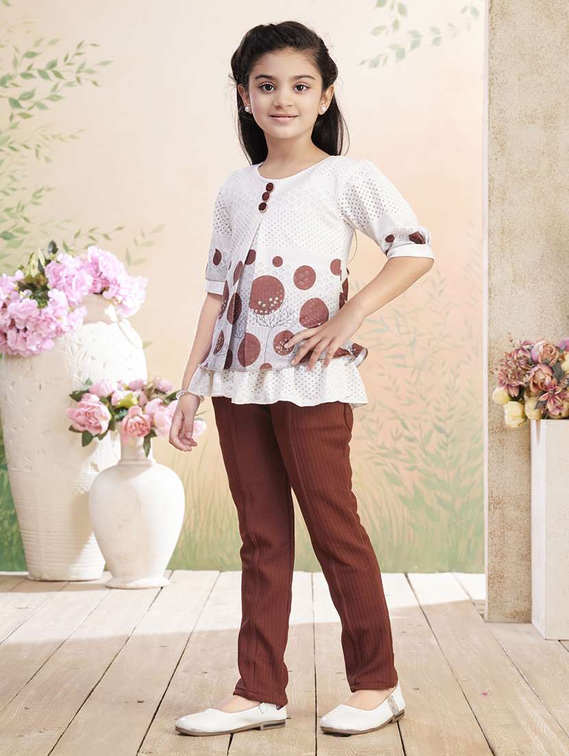 girls printed top & trouser co-ord set - 22026319 -  Standard Image - 3
