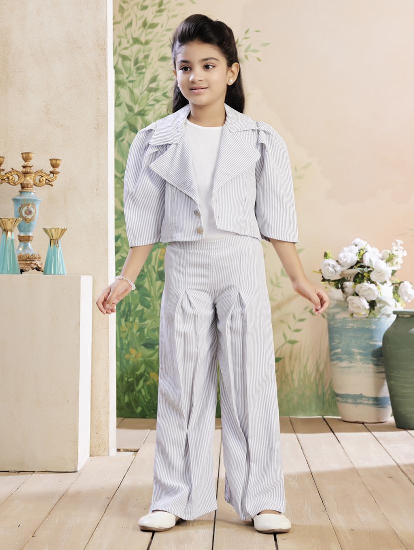 girls striped top & trouser co-ord set - 22026325 -  Zoom Image - 0