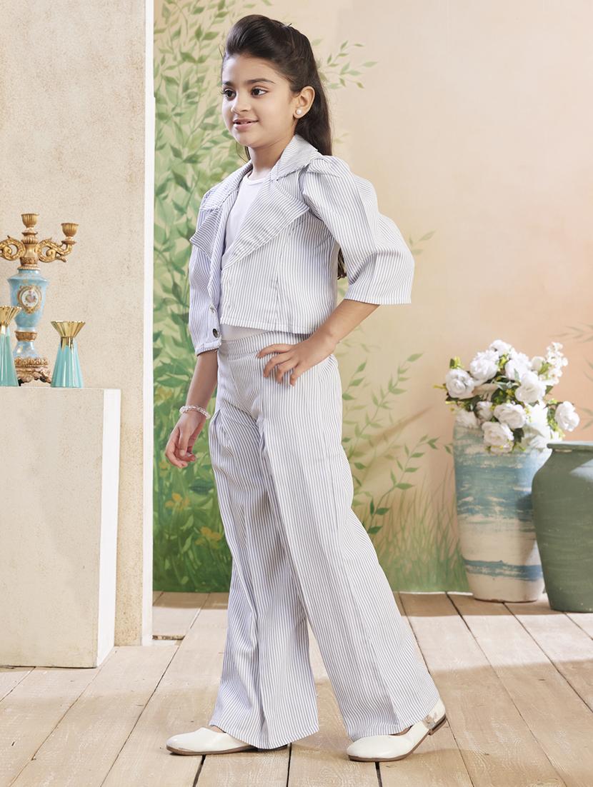 girls striped top & trouser co-ord set - 22026325 - Standard Image - 3