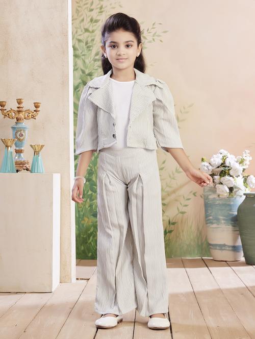 girls striped top & trouser co-ord set - 22026326 -  Standard Image - 0