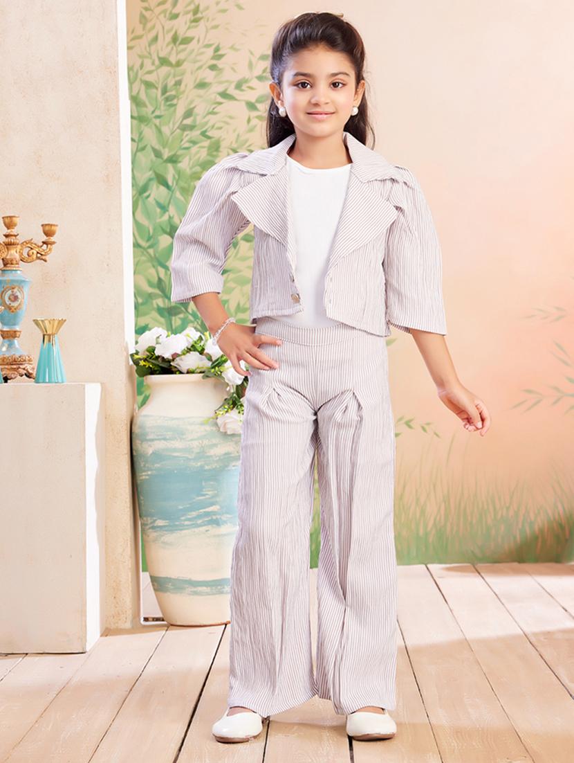 girls striped top & trouser co-ord set - 22026327 -  Zoom Image - 0