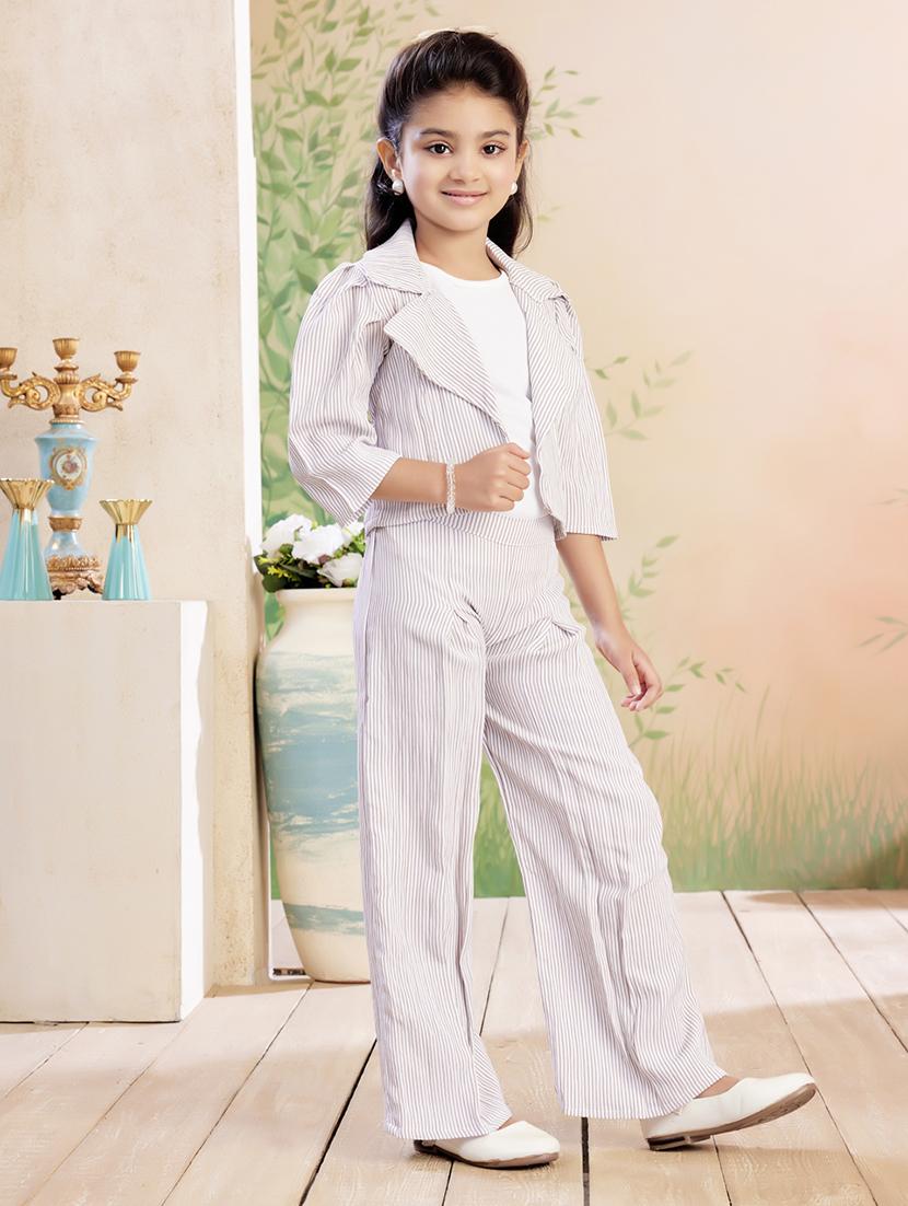 girls striped top & trouser co-ord set - 22026327 - Standard Image - 3