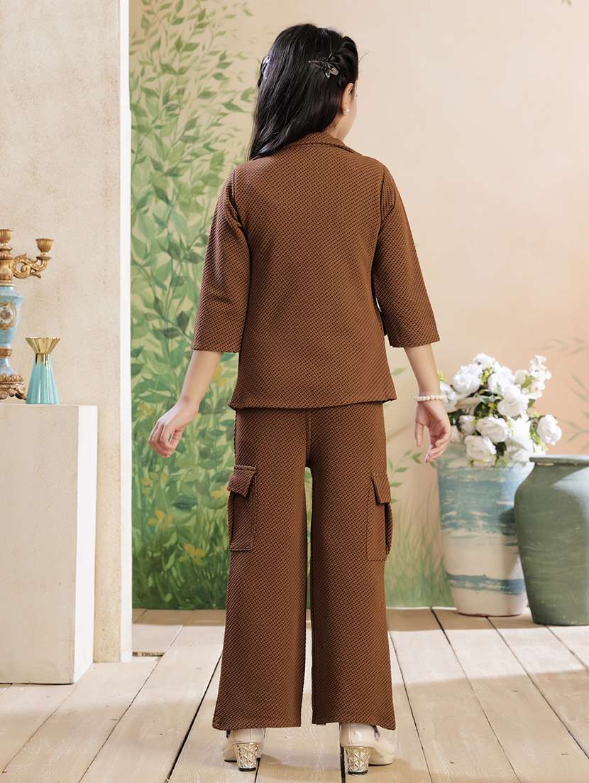 girls solid top & trouser co-ord set - 22026331 -  Standard Image - 3