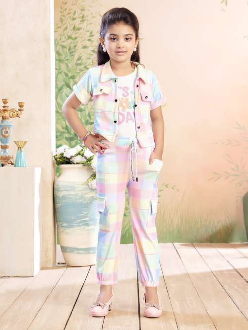 girls printed top & trouser co-ord set - 22026335 -  Standard Image - 0